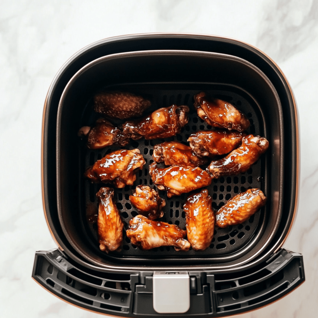 teriyaki chicken wings in air fryer before cooking