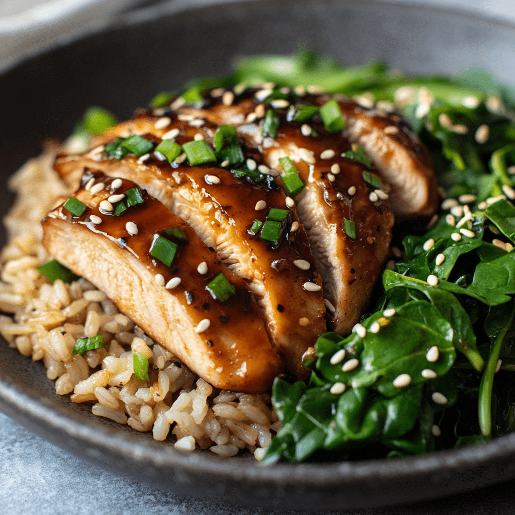 Healthy Panda Express teriyaki chicken with brown rice