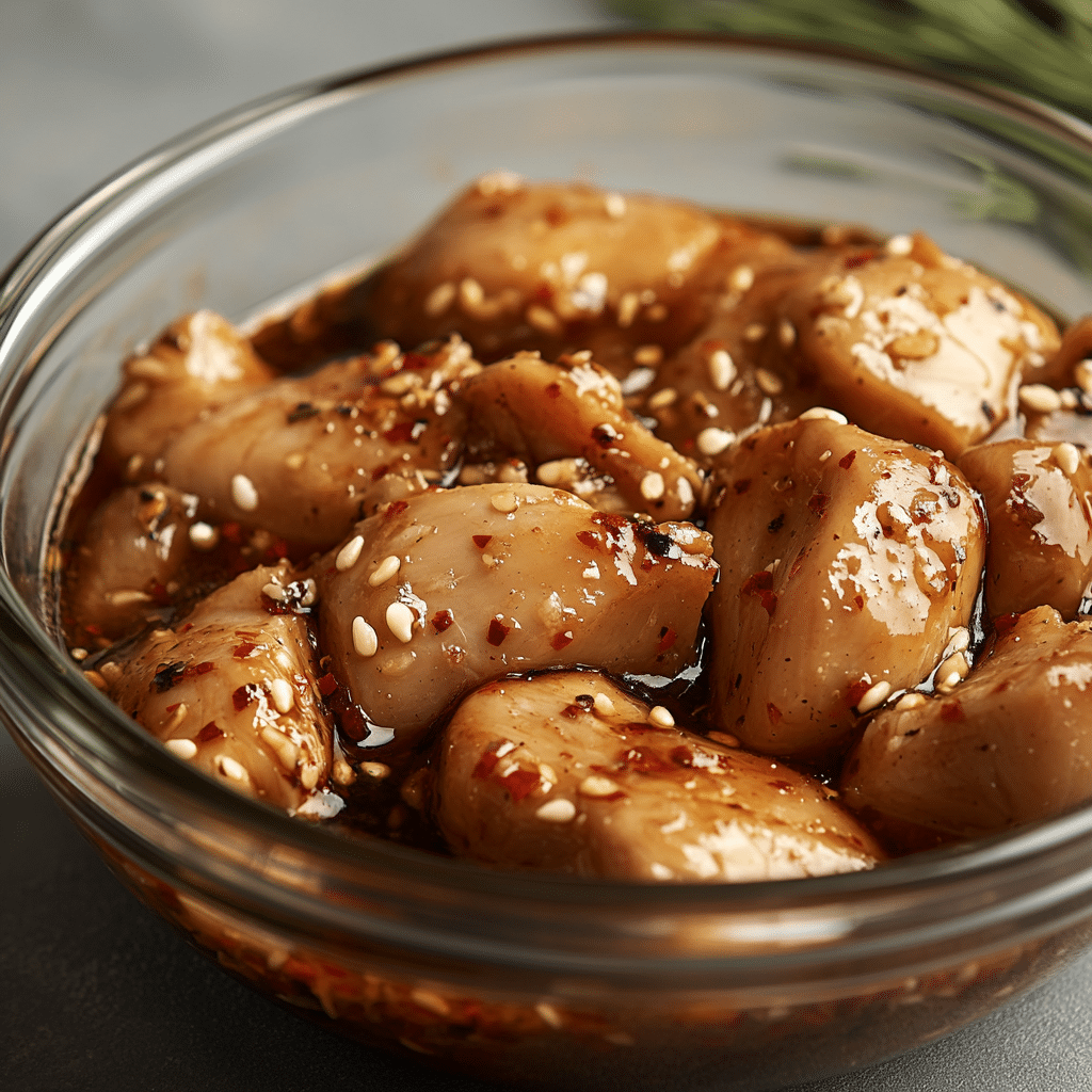 marinating chicken for spicy teriyaki chicken