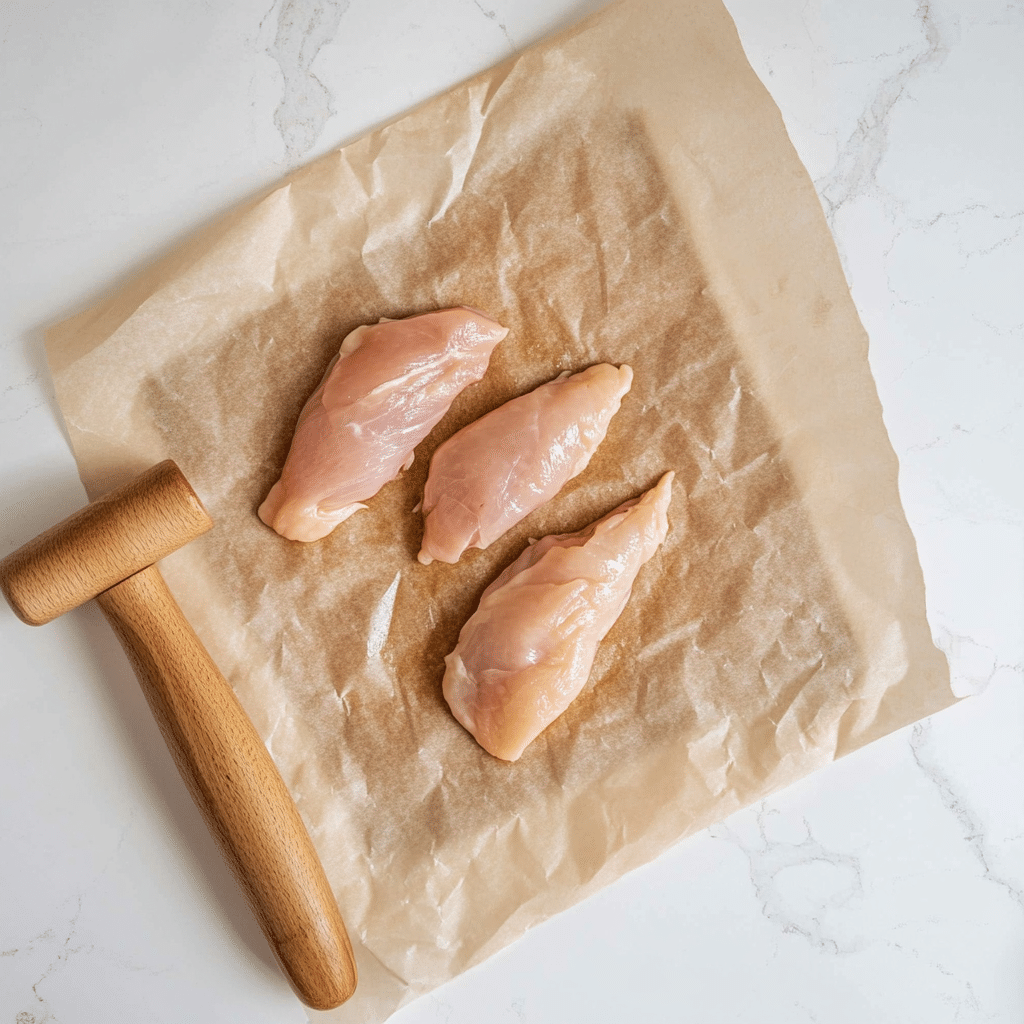 Flattening chicken for chicken paillard